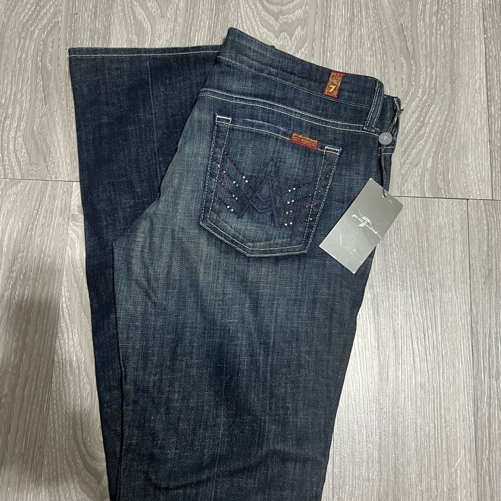 7 For All Mankind Women’s Bootcut Jeans Dark Wash A Pocket Size 30x32